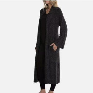 EUC! BAREFOOT DREAMS® CozyChic™ LITE® CROSS CREEK CARDIGAN/ROBE-Carbon/Black S/M